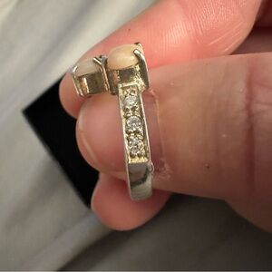 Woman’s Salmon Coral and CZ Ring
